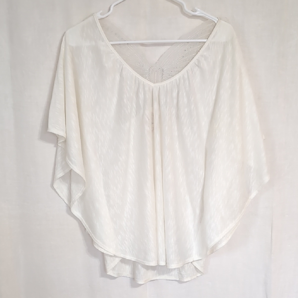 L8ter White Flowy Butterfly Back Blouse Size Large